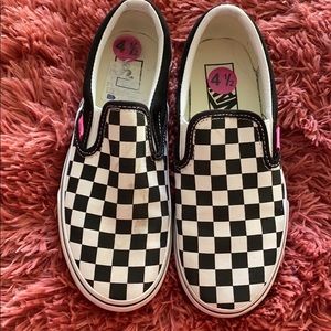 Platform black and white checkered vans